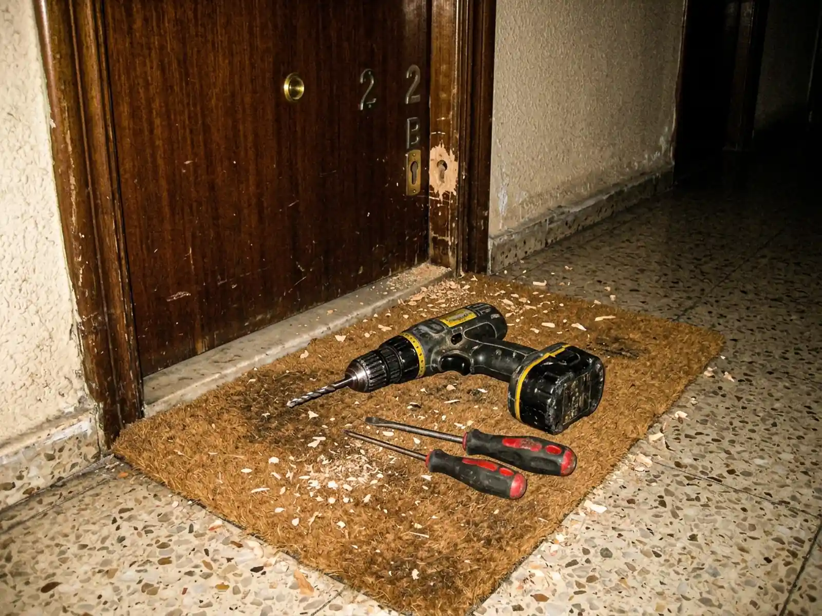 Técnico de cerrajería abriendo puerta sin daños