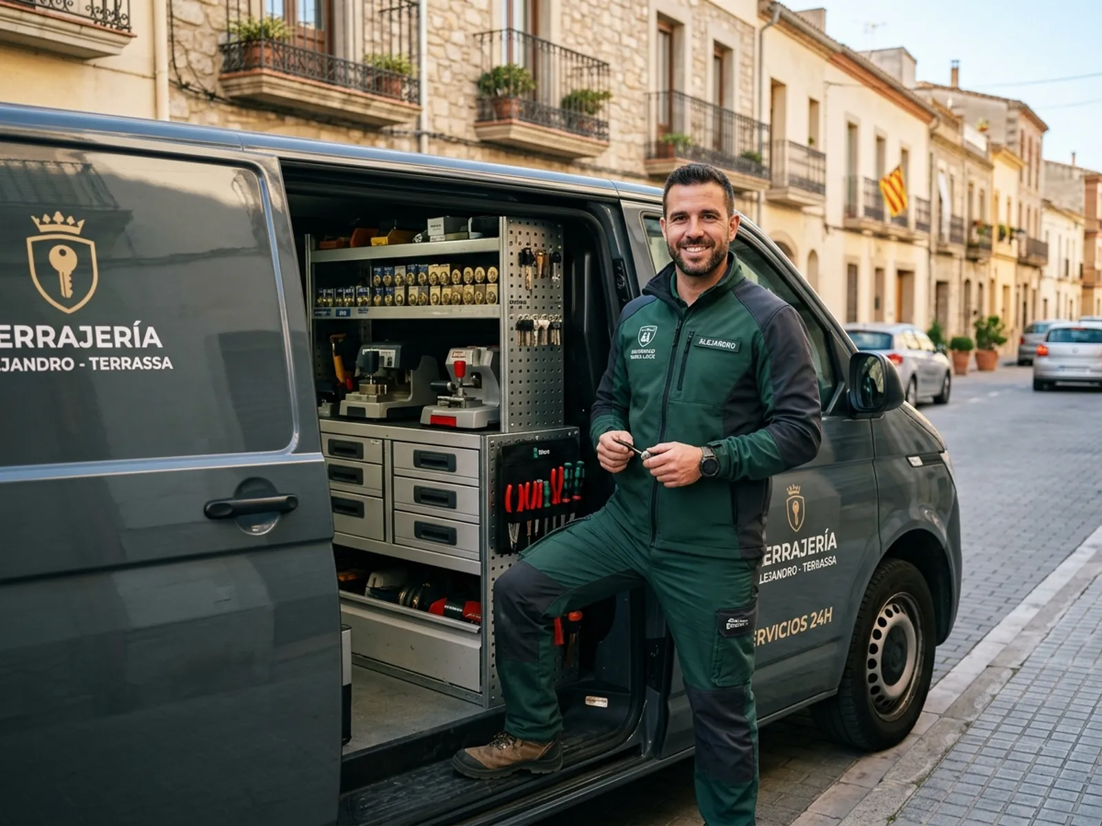 Equipo de Cerrajeros Terrassa con vehículo corporativo